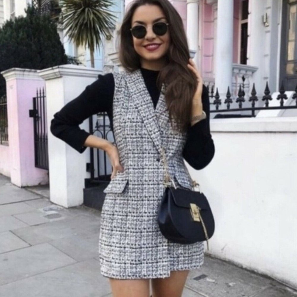 Tweed sleeveless romper